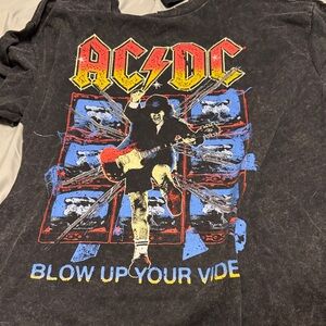 AC/DC Black Tee with Red, Yellow & Blue Graphic size large